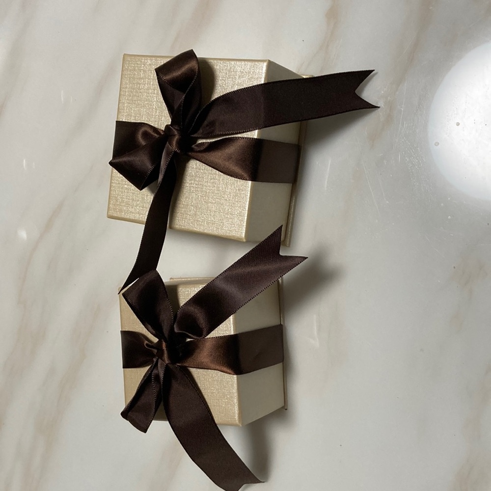 Elegant Cream Gift Boxes with Brown Ribbon